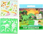 Blok se šablonami s nálepkami dinosaurus 26x29cm