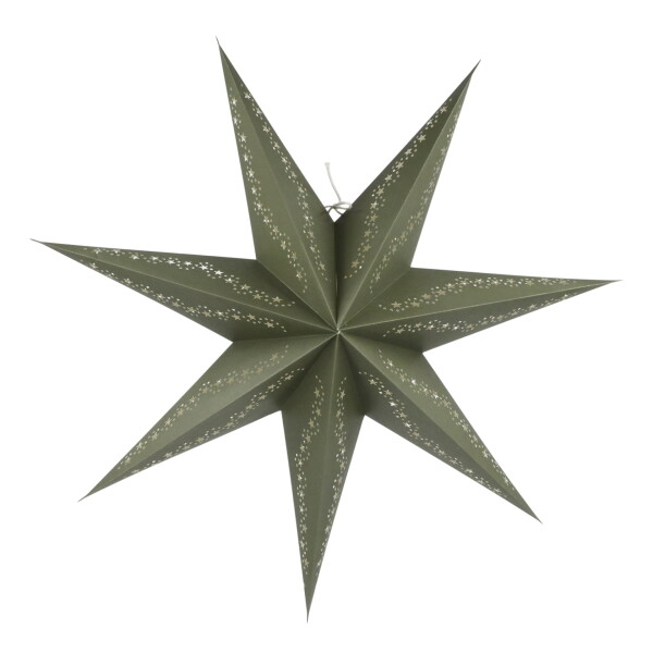 Chic Antique Závěsná svítící hvězda Olive 60 cm, zelená barva, papír