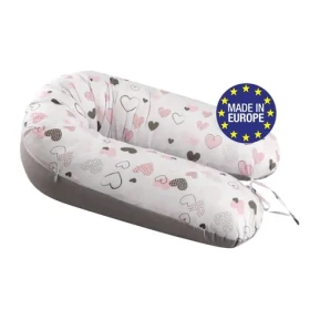 Bomimi ADOS kojící polštář 150x30, SRDÍČKA růžová/šedá (BO2311GRY034)