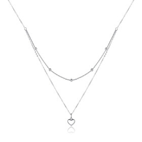 Dvojitý stříbrný náhrdelník Isabelle - stříbro 925/1000, srdce, Stříbrná 50 cm