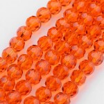 Broušené korálky - průsvitné - oranžové - 6 mm - 10 ks