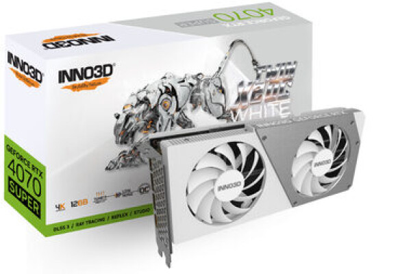 Inno3D GeForce RTX 4070 SUPER Twin X2 OC White 12GB / 1980 - 2505 MHz / 12GB GDDR6x / 192-bit / 1x HDMI + 3x DP / (16) (N407S2-126XX-186162W)