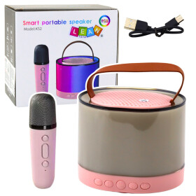 Mamido Bezdrátový karaoke reproduktor s mikrofonem K52 RGB Bluetooth růžový