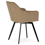 Jídelní židle, potah cappuccino sametová látka, kovové nohy, černý matný lak