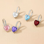 Náušnice Swarovski Elements Elizabeth Garnet - srdíčko, Červená