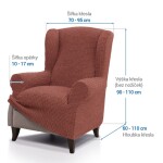 Super strečové potahy RUBINIA cihlová křeslo ušák (š. 70 - 95 cm)
