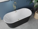 MEXEN/S - Luna vana volně stojící 180 x 80, bílá/černá, sifon a přepad zlatá kartáčovaná 52031808075-55