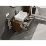 MEXEN/S - Rivel koupelnová skříňka pod umyvadlo 90 cm s deskou, 2 zásuvky, reliéf , ořech 91A20-09047-2-BFFC86
