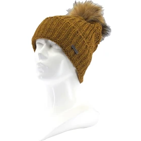 VOXX Čepice dámská pletená MINOR s merino a bambulí HNĚDÁ uni 121077