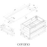 CERANO - Koupelnová skříňka Carole - černá matná + deska pod umyvadlo Navira Pro - 36 mm + konzole černá - 160x46x51,6 CER-606225