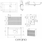 CERANO - Koupelnová skříňka Carole - bílá matná rýhovaná + umyvadlo z lit. mramoru Ovo - černá matná - 70,5x53x46,5 CER-864350
