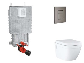 GROHE - Uniset Set předstěnové instalace, klozetu, sedátka SoftClose a tlačítka Skate Cosmopolitan, kartáčovaný Hard Graphite SANI15BB5108