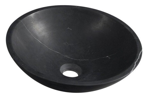 SAPHO - BLOK kamenné umyvadlo na desku Ø 40cm, matný černý Marquin 2401-35