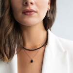 Stříbrný náhrdelník Osyth - spinel, stříbro 925/1000, Černá 44 cm + 3 cm (prodloužení)