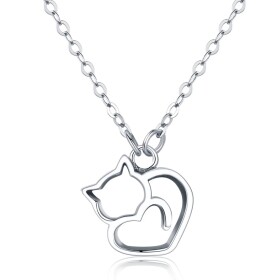 Stříbrný náhrdelník Kitty, stříbro 925/1000, kočka, 45 cm