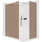 CERANO Sprchová zástěna Walk-in Onyx T L/P - 8 mm - hranatá vzpěra - černá matná, bronzové sklo - 90x80x200 cm