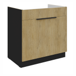 Spodní skříňka pod dřez Cremona 80 ZL 1S BB - Premium Box Barva korpusu: Černá, Barva dvířek: Dub Cremona