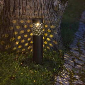 STAR TRADING Zahradní osvětlení na solární napájení Bollard Blace 39 cm, černá barva, kov