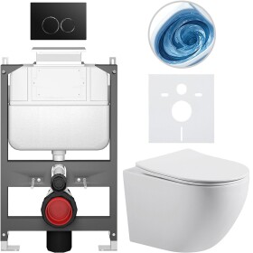 CERANO Kompletní WC set Basic/Cesso - bílá lesklá - WC tlačítko Dualo/Černá - ovládání shora - předstěnová instalace - 49x36 cm - 8050BD85975