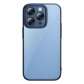 Pouzdro Baseus Glitter Transparent Case and Tempered Glass set for iPhone 14 Pro Max modré