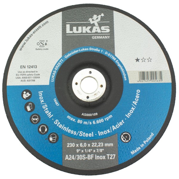 Kotouč brusný LUKAS, 230 x 6,0mm, 22,2mm, ocel