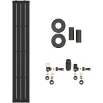 CERANO Koupelnový radiátorový set Arlen - ústřední vytápění - boční připojení - 558W - černá matná - 1800x300 mm