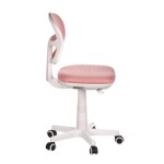 Dětská židle, růžová síťovina, bílý plastový kříž, kolečka na tvrdé podlahy