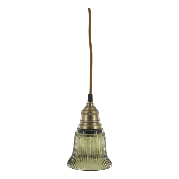 Chic Antique Stropní lampa Olive Brass Top Ø 12 cm, zelená barva, sklo, kov