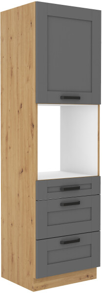 Vysoká skříňka pro vestavnou troubu Luna 60 DPS-210 3S 1F - Prmeium Box Barva korpusu: Dub artisan, Barva dvířek: Dust Grey