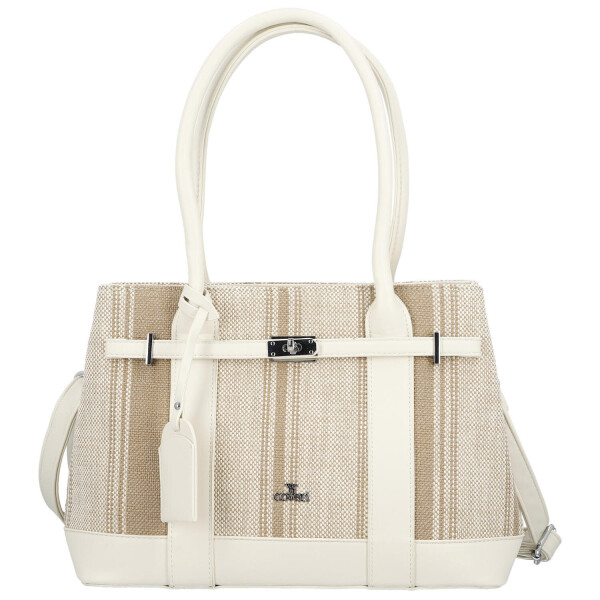 Luxusní dámská koženková kabelka do ruky Monica, světle béžová