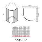 CERANO - Sprchový kout Solero L/P - 6 mm - čtvrtkruh - R550 - chrom, transparentní sklo - 120x90x195 CER-944132