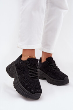 Dámské Tenisky S Cyrkony A Beránkem Černé Zarika 41