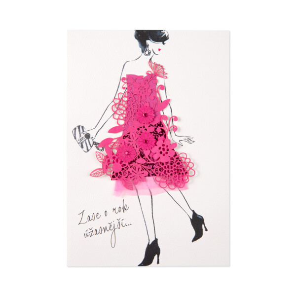 Luxusní narozeninové přání - Květinové šaty - Albi