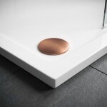 REA/S - Sprchová akrylová vanička Belmond White 90x90 Krytka kartáčovaná měď KPL-04371