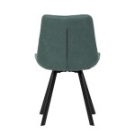 Židle jídelní, zelená látka v dekoru broušené kůže, černý kov