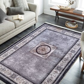 DumDekorace Šedý vintage koberec s jemným vzorem Šířka: 60 cm | Délka: 100 cm