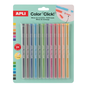 APLI náhradní tuhy pro stiskací pastelky - Color Click, 2 × 12 ks, blistr, mix barev