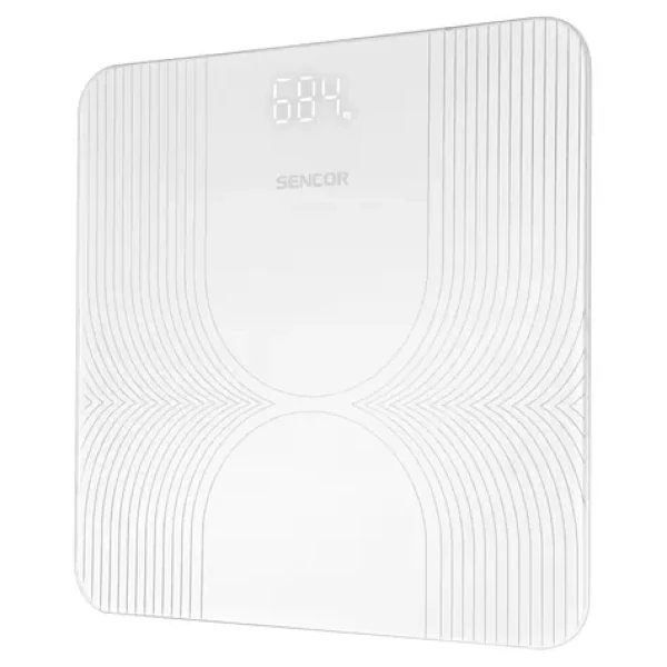 SENCOR SBS 2475WH bílá / Osobní váha / Tvrzené sklo / LCD / 180 kg / kg / 2x AAA (8590669338429)