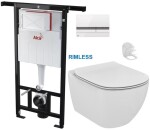 ALCADRAIN Jádromodul - předstěnový instalační systém s bílým/ chrom tlačítkem M1720-1 + WC Ideal Standard Tesi se sedátkem RIMLESS AM102/1120 M1720-1 TE2