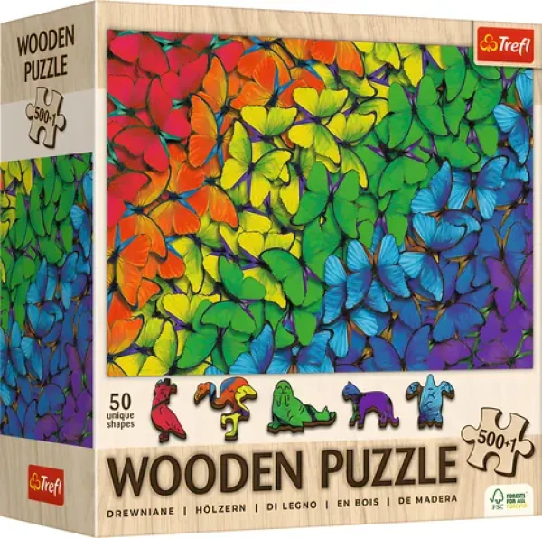 TREFL Dřevěné puzzle Duhoví motýli