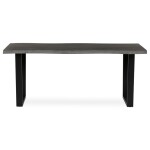 Stůl jídelní, 180x90x75 cm, MDF deska, dekor šedý dub, kovová nohy ve tvaru U, černý matný lak