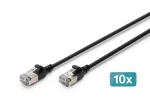 Digitus CAT 6A Slim černá / Patch kabel / F/FTP / RJ45 / 10 Gbit/s / 0,5 m / 10 ks (DK-1632-A-005S-BL-10)