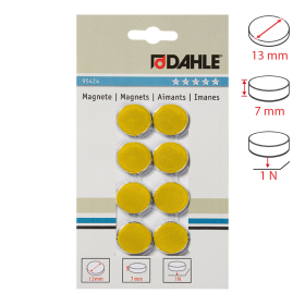 Dahle magnet plánovací, Ø 13 mm, 1 N, 8 ks, žluté