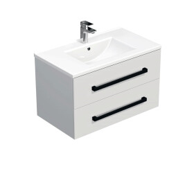 Koupelnová skříňka s černou úchytkou a umyvadlem SAT Cube Way 80x53x46 cm bílá lesk CUBE46C802BIMOD CUBE46C802BIMOD
