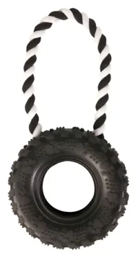 TRIXIE Přetahovadlo traktorové kolo / Hračka pro psa / Přírodní guma / O 15 cm, délka 32 cm