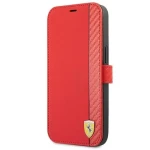 Ferrari On Track Carbon Stripe iPhone 13 mini červená / Pouzdro / Flip / Karbonový design (FESAXFLBKP13SRE)