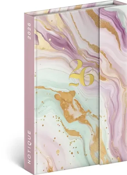 NOTIQUE Týdenní magnetický diář Růžový mramor 2026, 11 x 16 cm (PGD-35543-V)