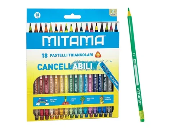 MITAMA Pastelky trojhranné s gumou Woodfree (18ks) (MT28255)