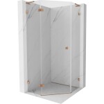 MEXEN/S - Lunar L sprchový kout pětiboký křídlový levá 100 x 100, transparent, měď kartáčovaná 831L-100L-100P-65-00-L