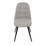 Židle jídelní, krémová látka, 360° otočný mechanismus, černý matný lak, kovové nohy